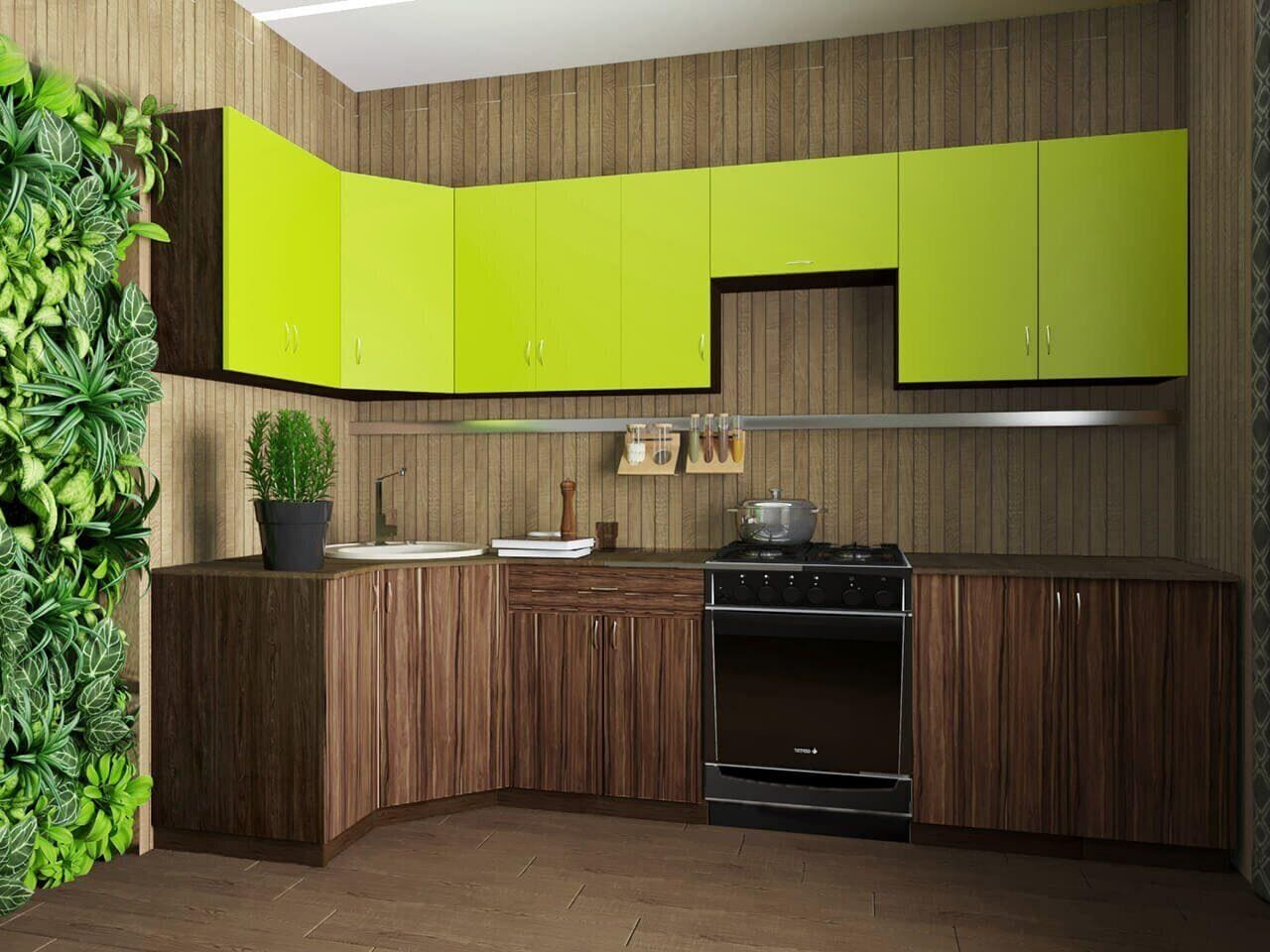 Кухня в коричнево-зеленых цветах