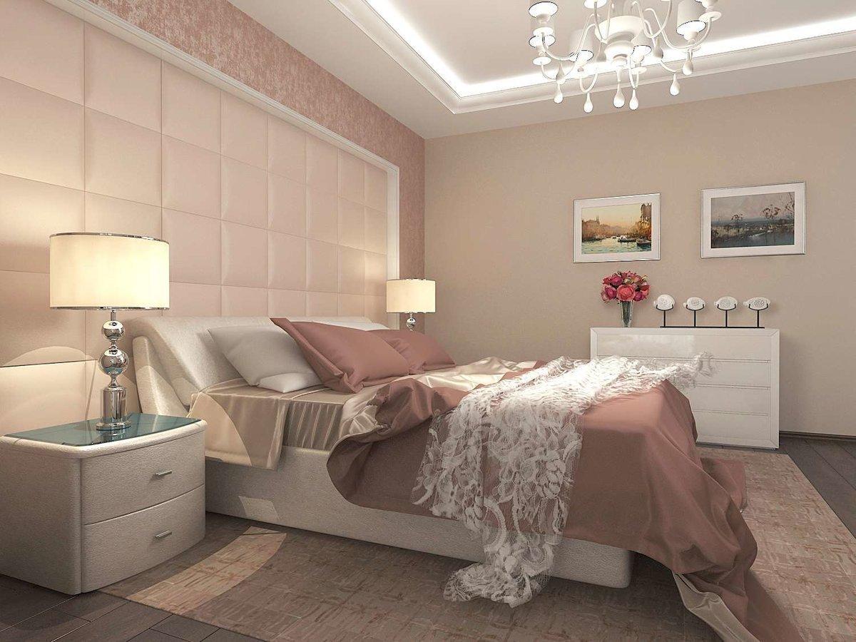 Спальня в коричнево-розовых тонах